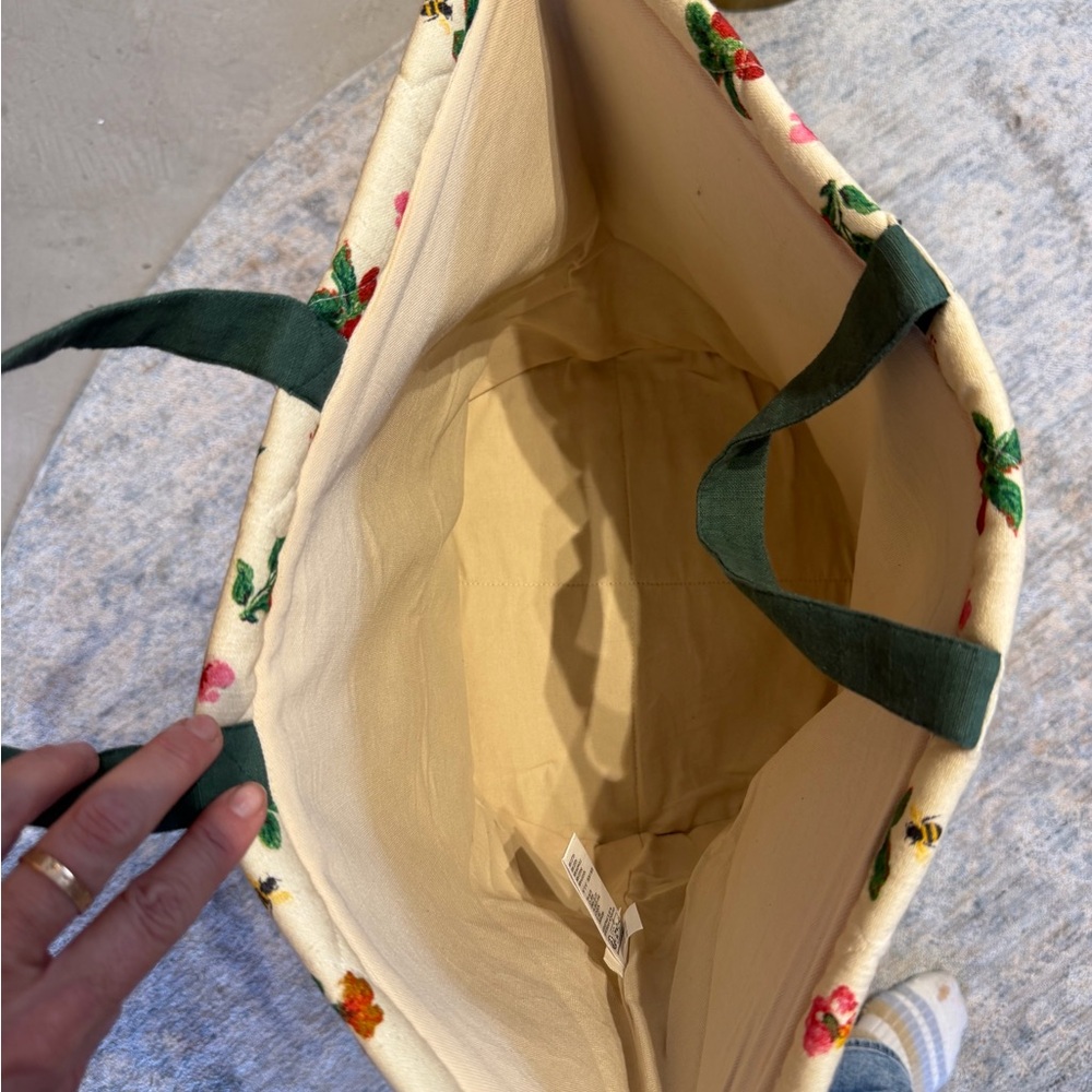 SOLD OUT New Anthropologie Floral Quilted Tote - Cream and Green - Picture 2 of 7